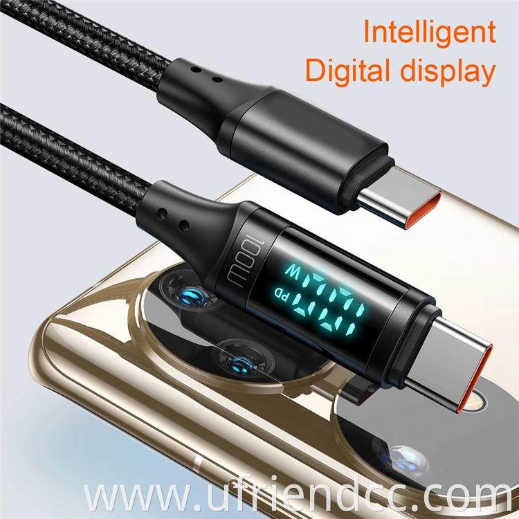 100W Pd E-mark chip 5A 3A Fast charging Phone Charger Type C To Type C Pd Charging Usb Cables